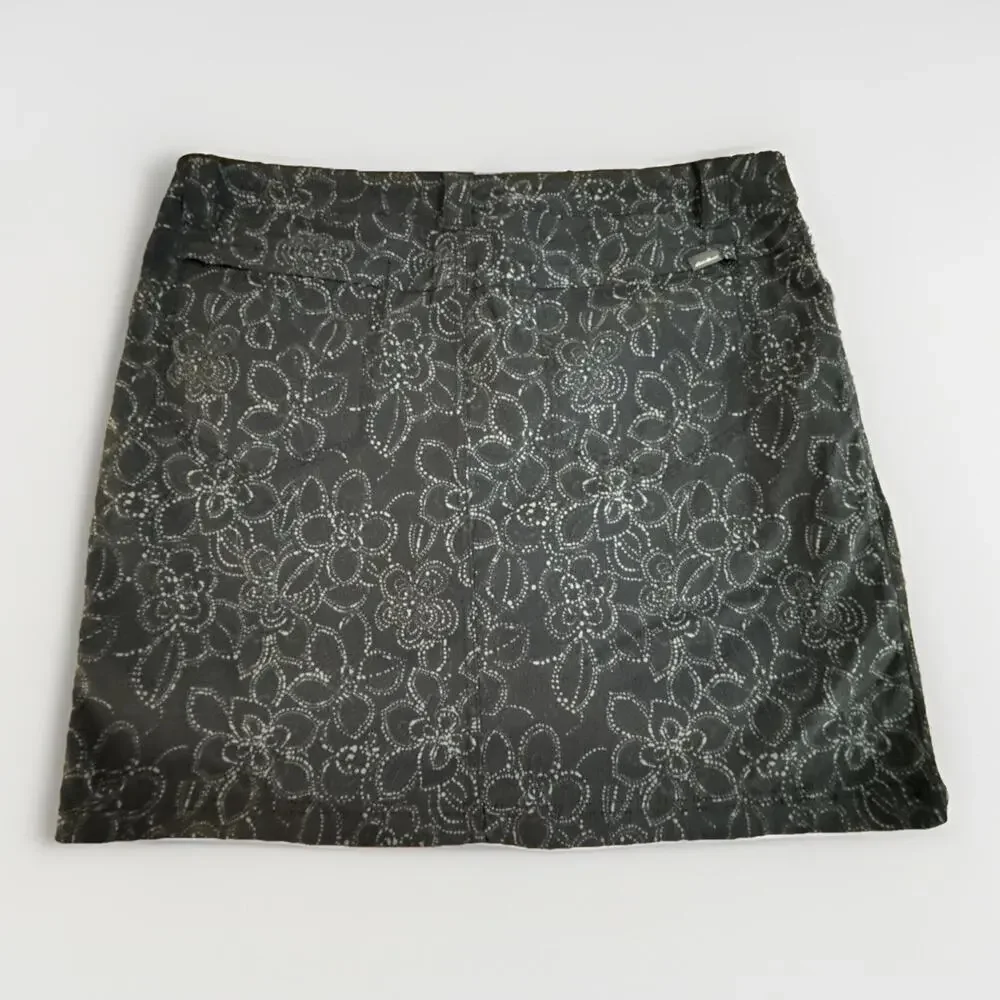 Eddie Bauer - Floral Print Active Skort - Womens Size 12 - Skirt Gray Athleisure